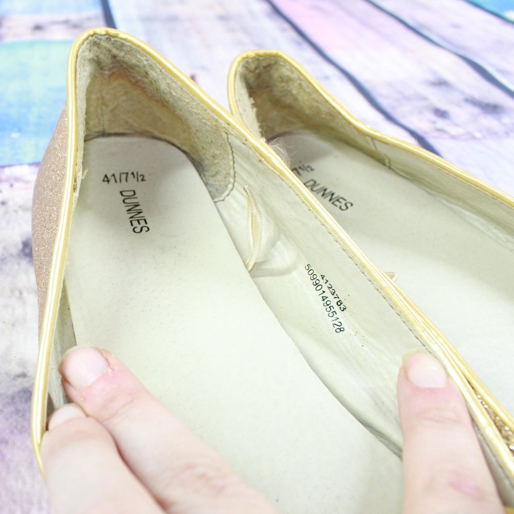 Dunnes Gold Nylon Slip-on Ballet Flat Casual Shoes Size US 7.5 EU 41 - Picture 8 of 10